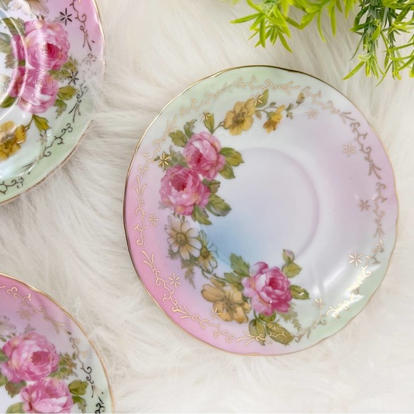 Vintage R. S. Prussia Replacement Chocolate Set Saucer Roses Pink Green Blue - Picture 4 of 6